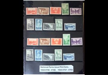 National Parks issue Mint Sets. 1934 MNH OG Scott’s 740 to #749 & 1935 MNH NG Scott’s # 757 to #765