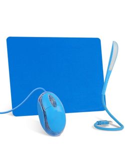 New Blue Wired Computer Mouse Set For Kids Teenagers