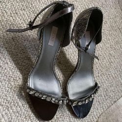 Glint 'Mari' Sandal Snakeskin Pewter Jeweled Womens Size 8 M