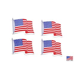 Reflective American USA Flag Decal for Cars & Trucks Fridge 3.25 x 4 in (4Pack)