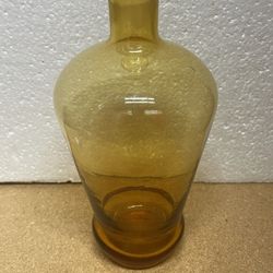 Vintage Hand Blown Amber Glass Decanter With Mini Glasses