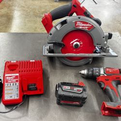 Milwaukee 18v 7-1/4” circular saw w 5Ah batt drill chrg NOTHING SOLD SEPARATE PICK UP IN TACOMA FIRM PRICE