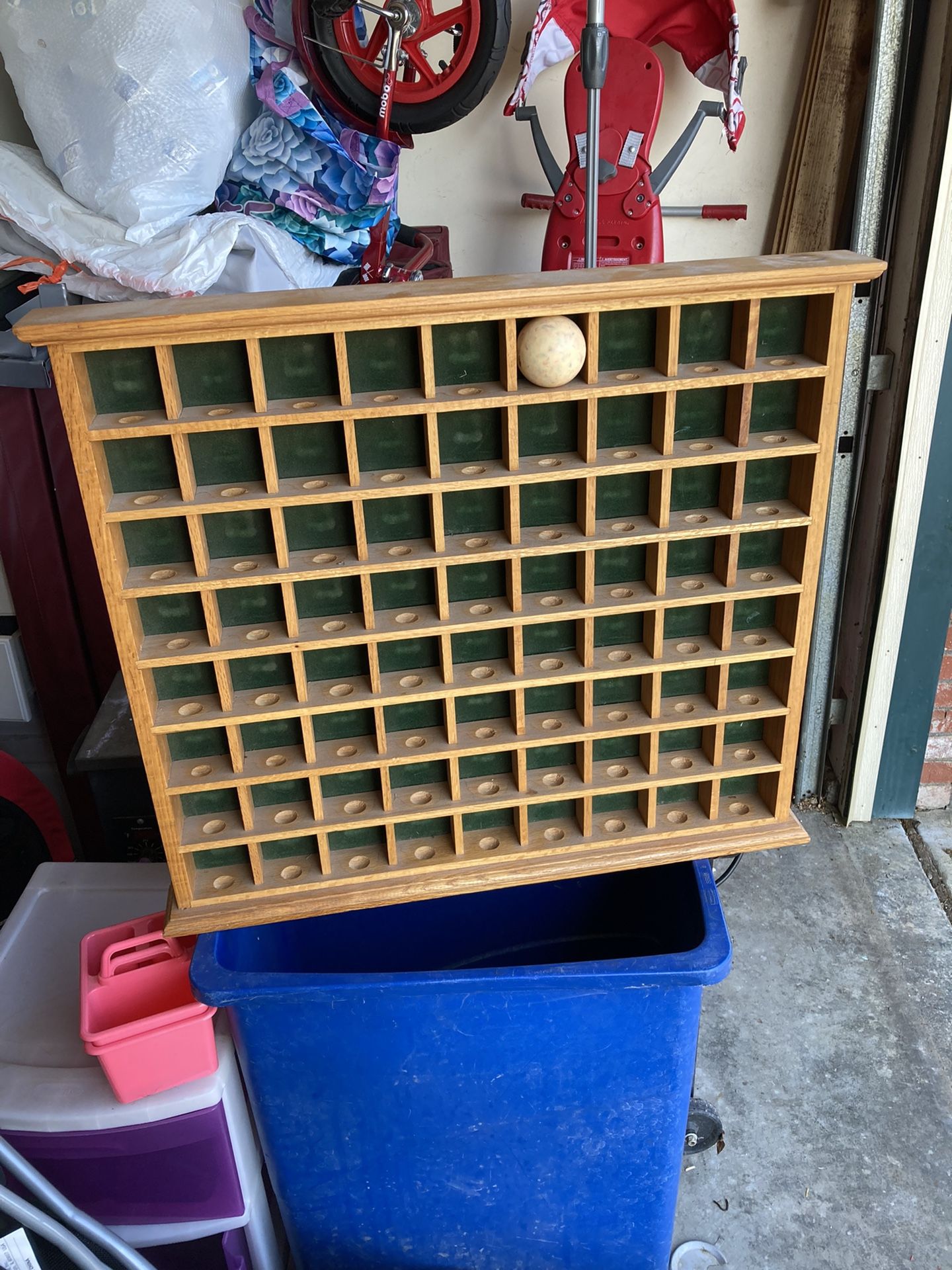 Solid Oak 72 Slot Hanging Wall Display