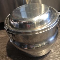camping stainless steel pot with clamps