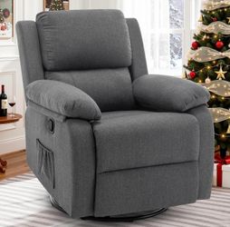 New in box-360 Swivel Rocker Chair for Adults, Small Rocking Recliner for Small Spaces, Upholstered Fabric Glider Recliner Nursery