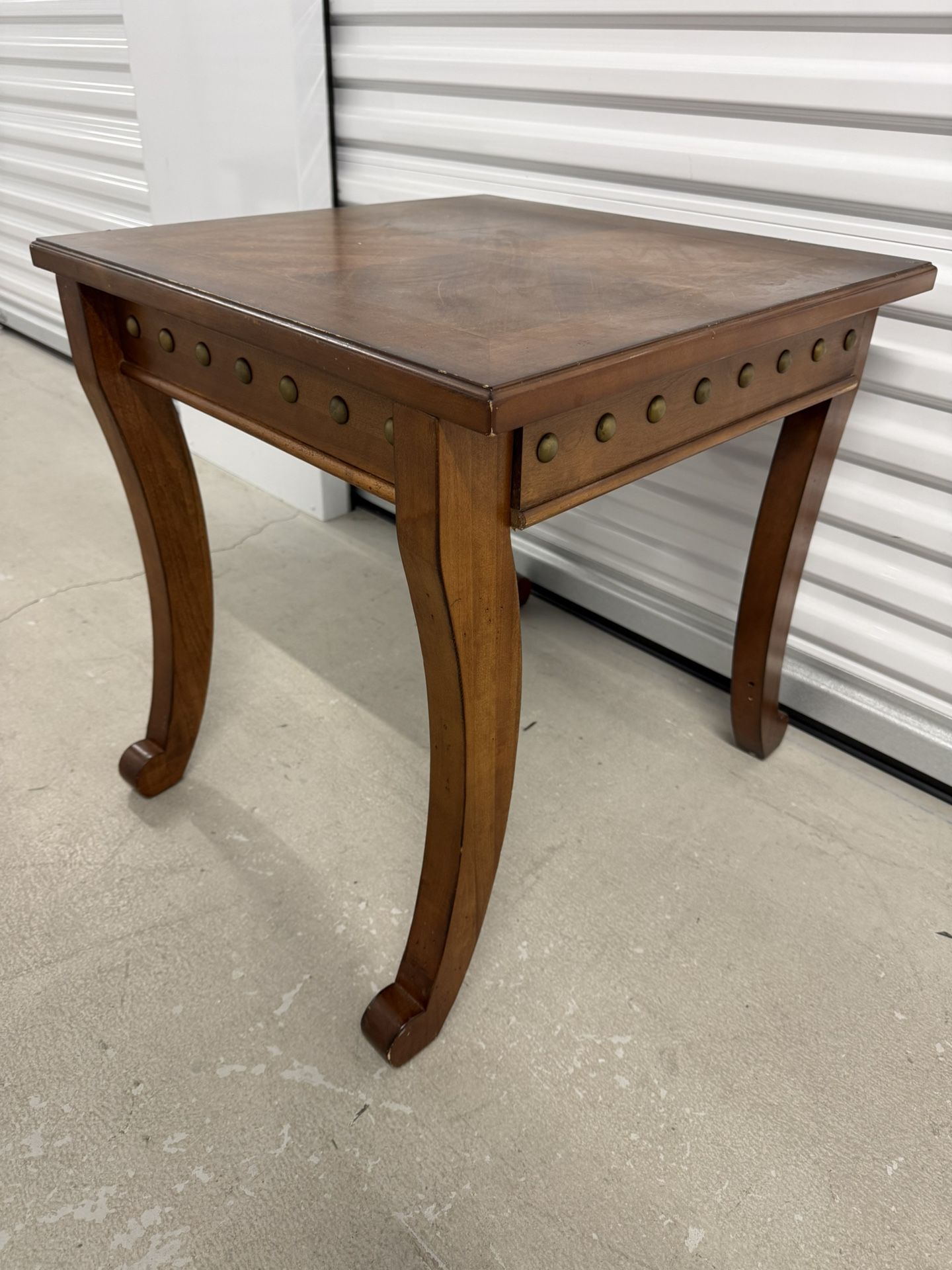 Large Solid Wood End Table with Nailheads (24 x 24)