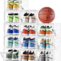 12 Pack Thicken & Sturdy Clear Shoe Storage X(347)