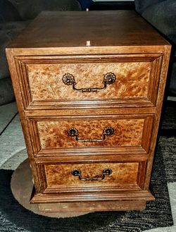 3-Drawer Wood Nightstand with Brass Handles