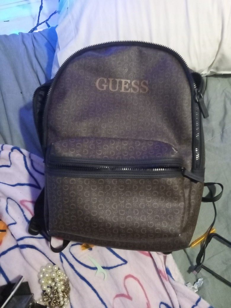 Brown And Black Designer Guess Backpack