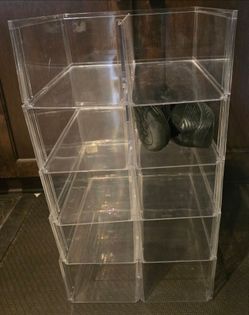 SHOE BINS CLEAR, STACKABLE
