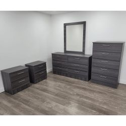 Dresser With Mirror Chest And Two Nightstands *** Cómoda Con Espejo Gavetero Y Dos Mesitas 