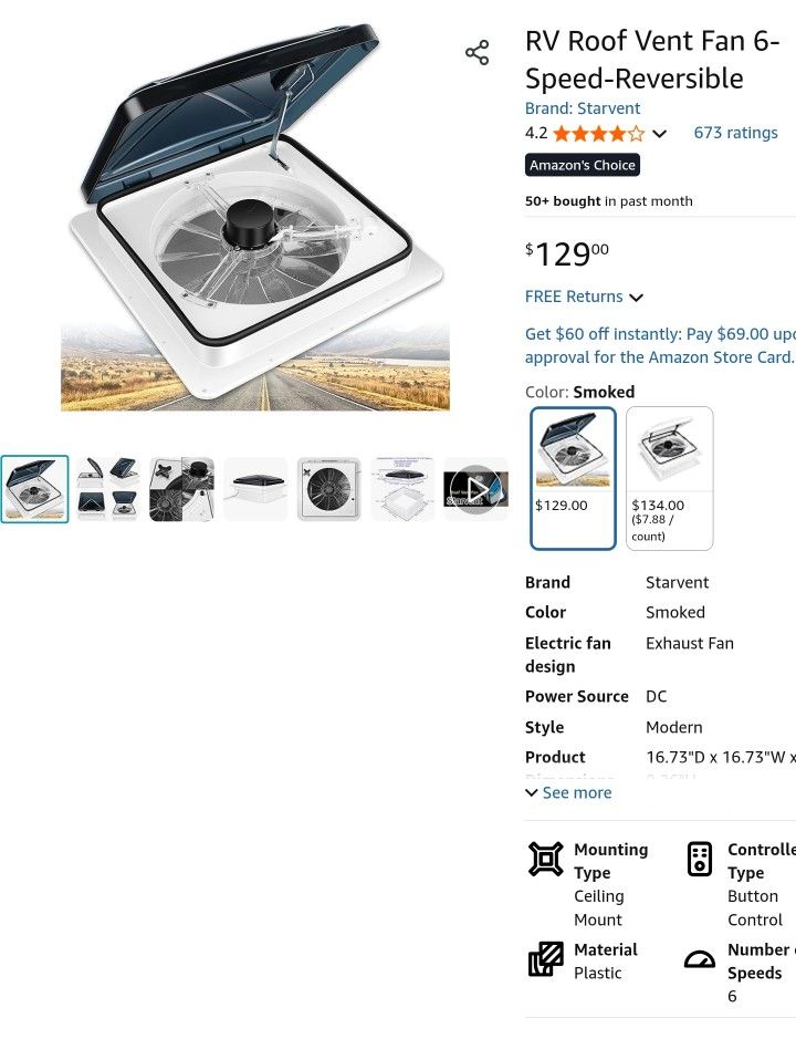 Starvent 12 Volt RV Roof Vent