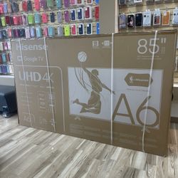Brand New 85” Inch Hisense A6 Google Smart TV Own It Today With Easy Financing Options! No Credit Needed! $10 To $100 Down To Take It Home! Best Deals