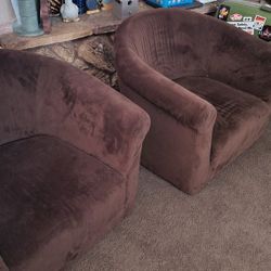 Set Of Suede Club Chairs