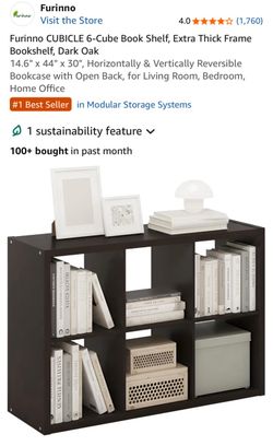 Furinno 6-Cube Bookshelf Dark Oak