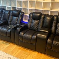 2 Sets Of Recliner Leather Sofa 