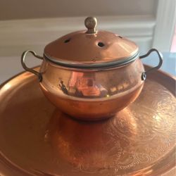 Vintage Copper Plate Warming Pot