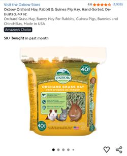 NEW UNOPENED 2 bags of orchard hay for rabbits chinchilla hamsters mice