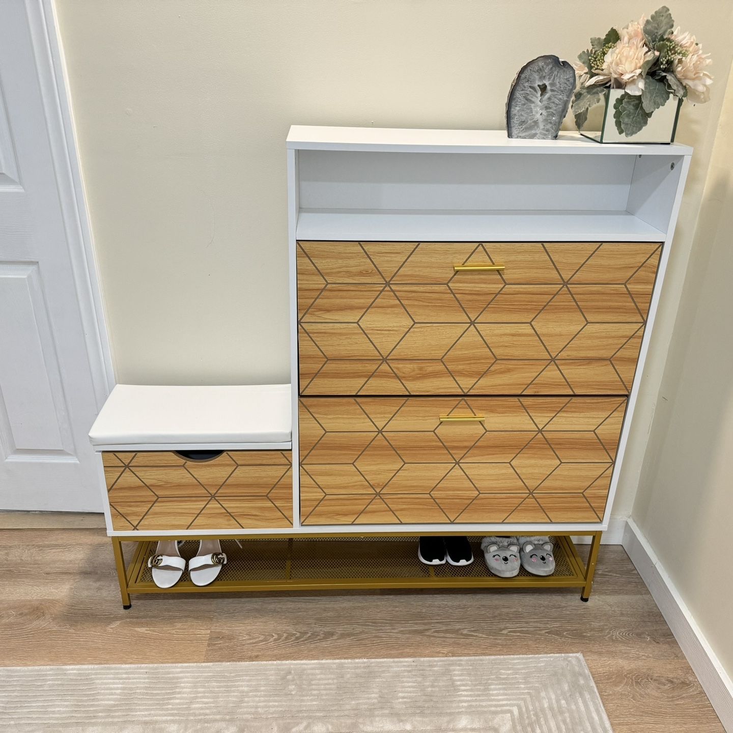 Shoe Cabinet with 2 Flip Drawers for Entryway