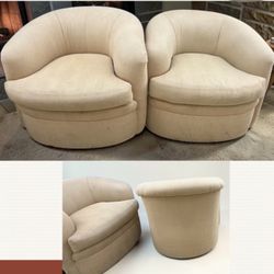 Vintage Milo Baughman Style Sculptural Barrel-Back Chairs 