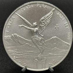 ($15.00 Over Spot) 2024 Mexican Libertad – 1 oz Silver Coin – .999 Fine – Stunning Design