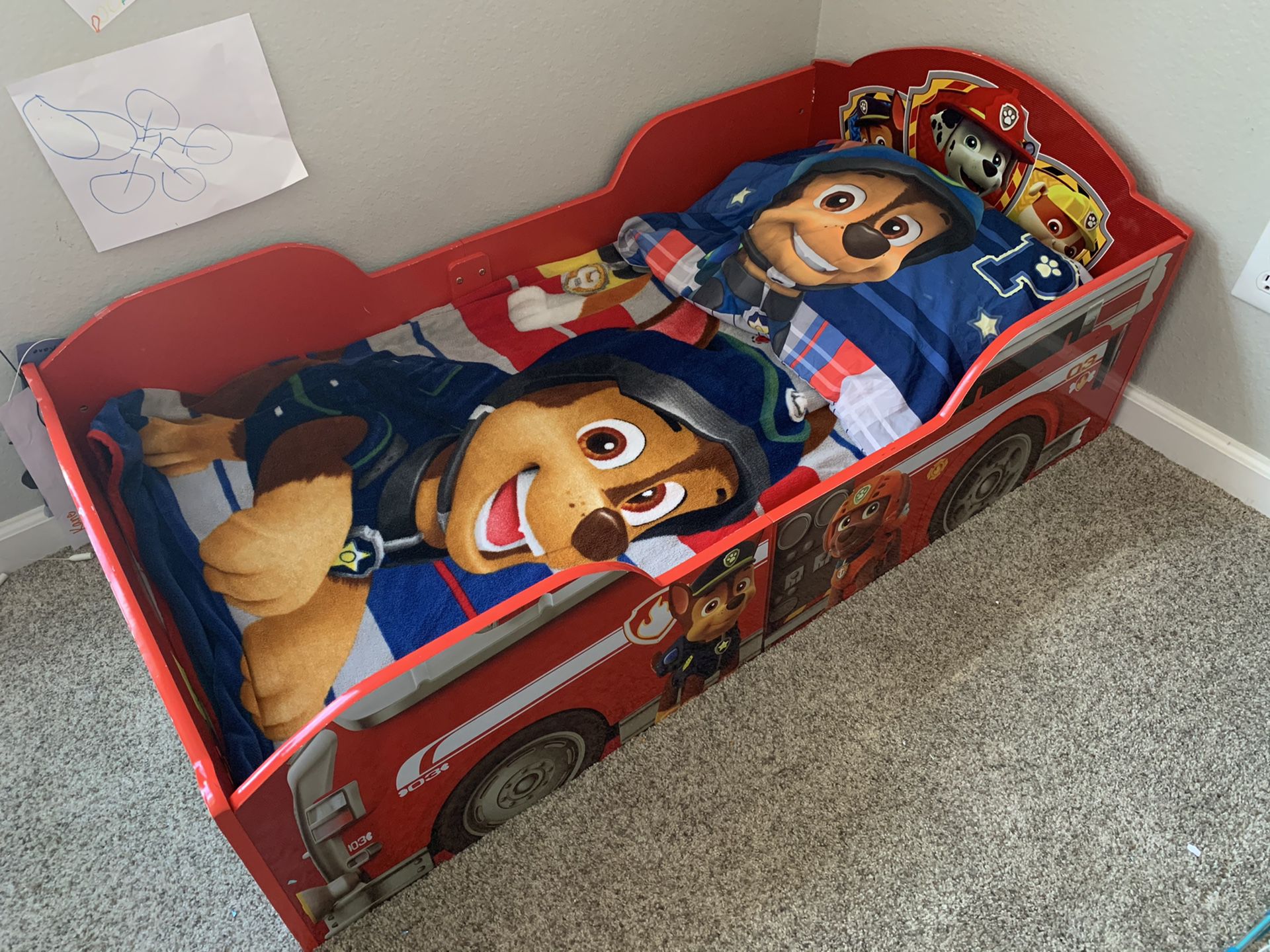 Paw Patrol Toddler Bed and extras