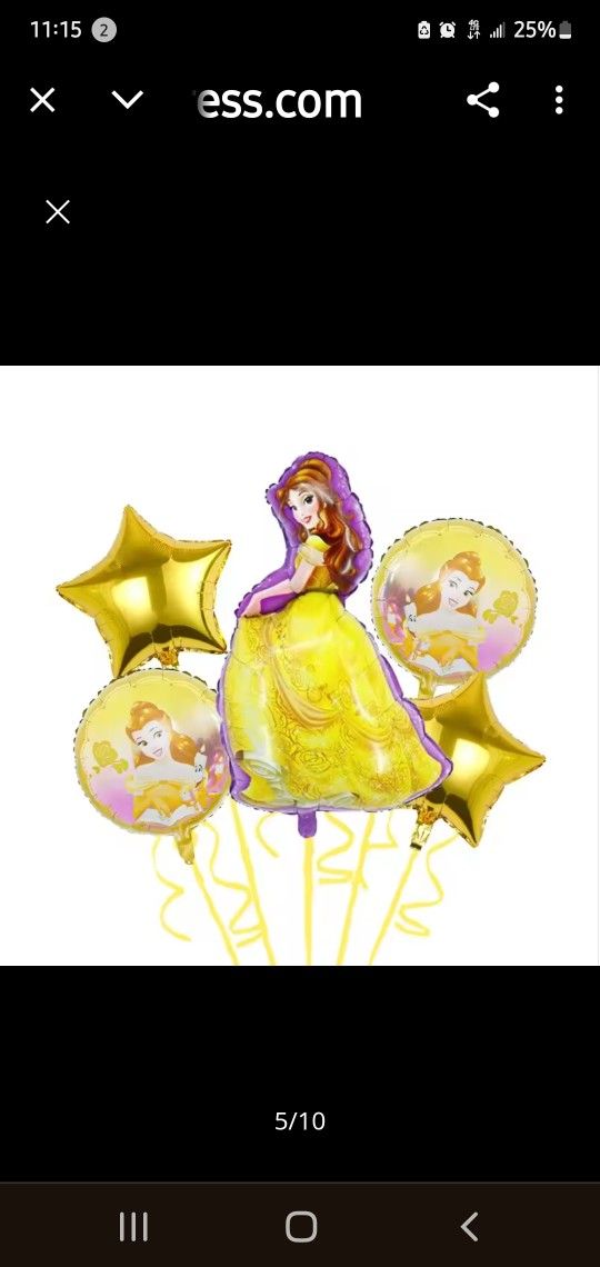 5pcs Disney Cinderella Balloons 1 Happy Bday Foil Banner And 8 Latex Balloons