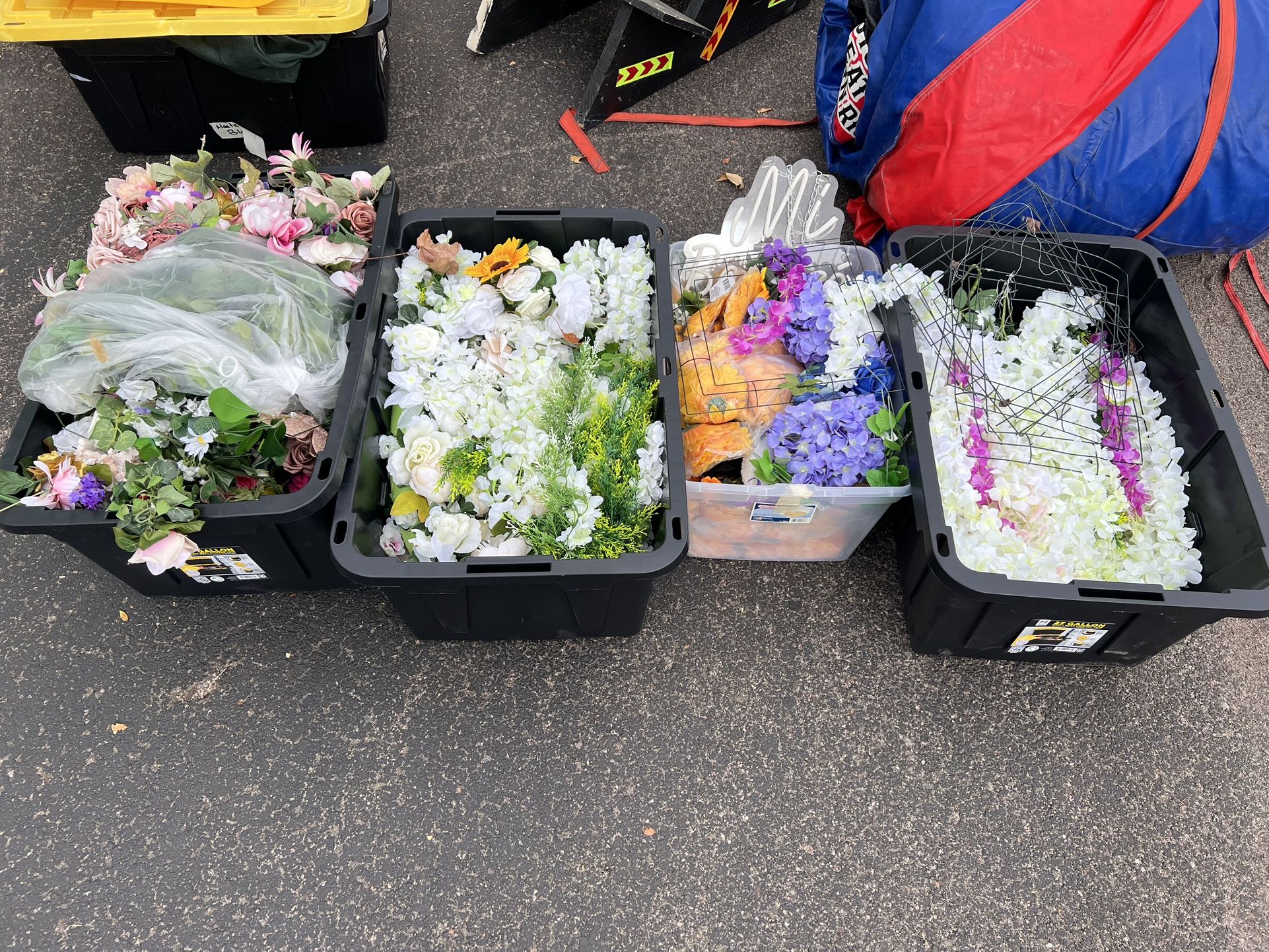 Lot Of Fake Decorative Flowers