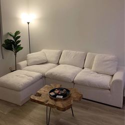 Modular Sectional Sofa Cloud Couch 4pc Set ✅ Free Delivery - Ivory White Line - 