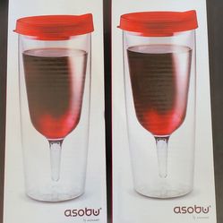 Tall Vino 2 Go Double Wall Insulated Wine Tumbler with Red Lid NEW