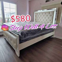 NEW QUEEN BED FRAME AND MATTRESS 