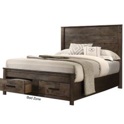 New Solid Hardwood Bed Frame With Storage Drawers Built In - Queen, King, Cal King 
