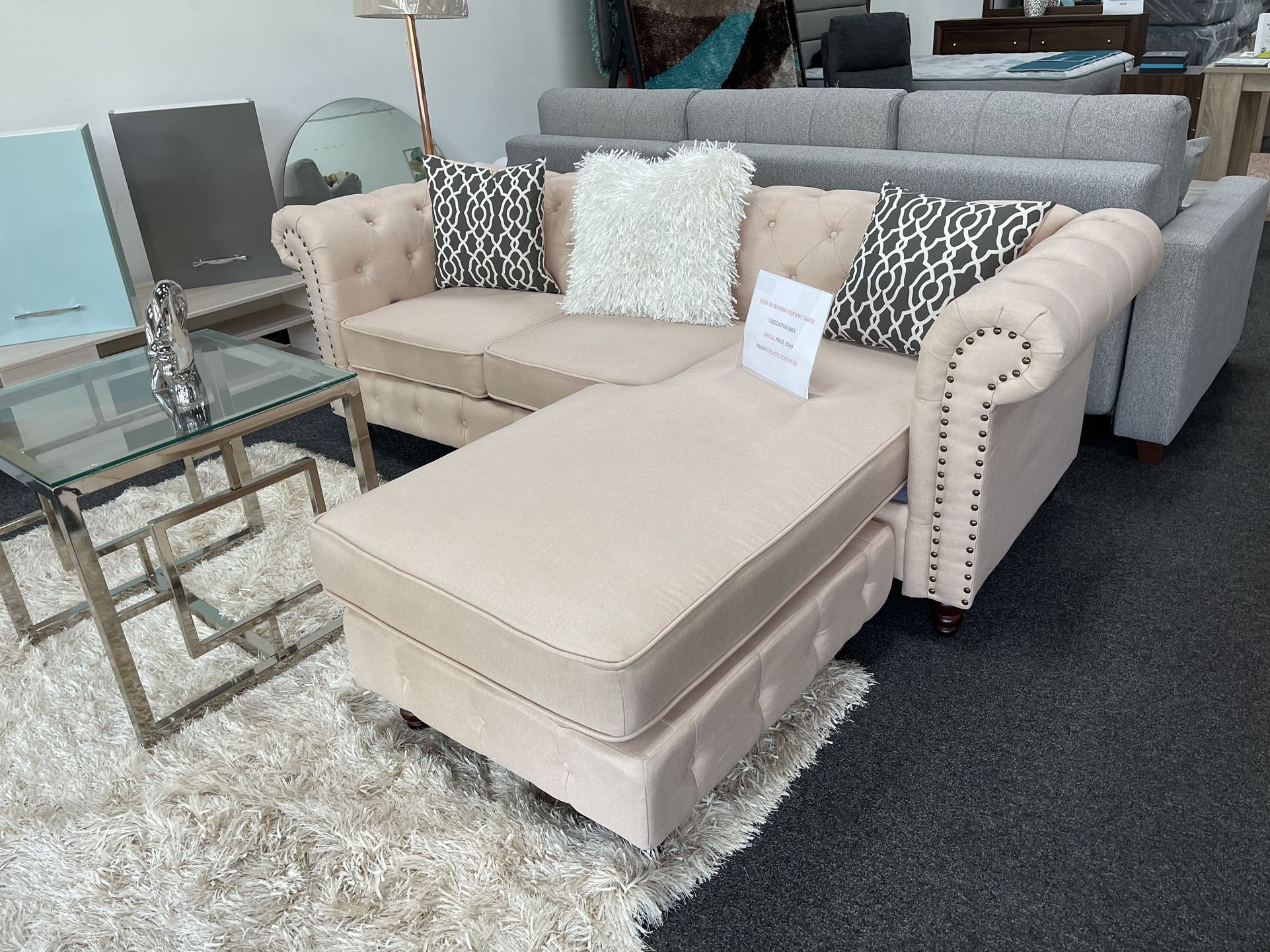 SECTIONAL IVORY MICROFIBER MATERIAL $499
