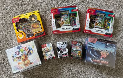Pokémon TCG Prismatic Evolutions ETB/BB & Chaos Rising ETB/BB & MORE