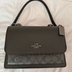Black Leather Coach Cross Body Bag 