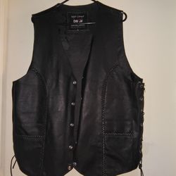 Leather biker vest