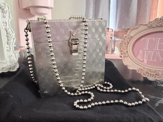 Wendy Stevens Hand-Fabricated Stainless Steel Cube Box Bag with Ball Chain