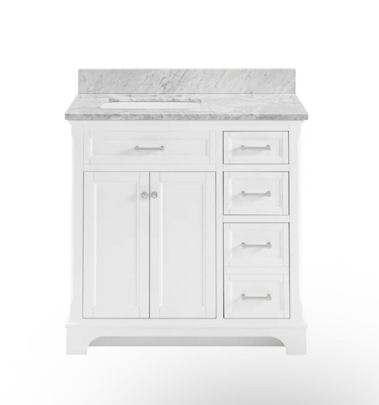 allen + roth Roveland 36-in White Undermount Single Sink Bathroom Vanity with Carrara Natural Marble Top Wit 