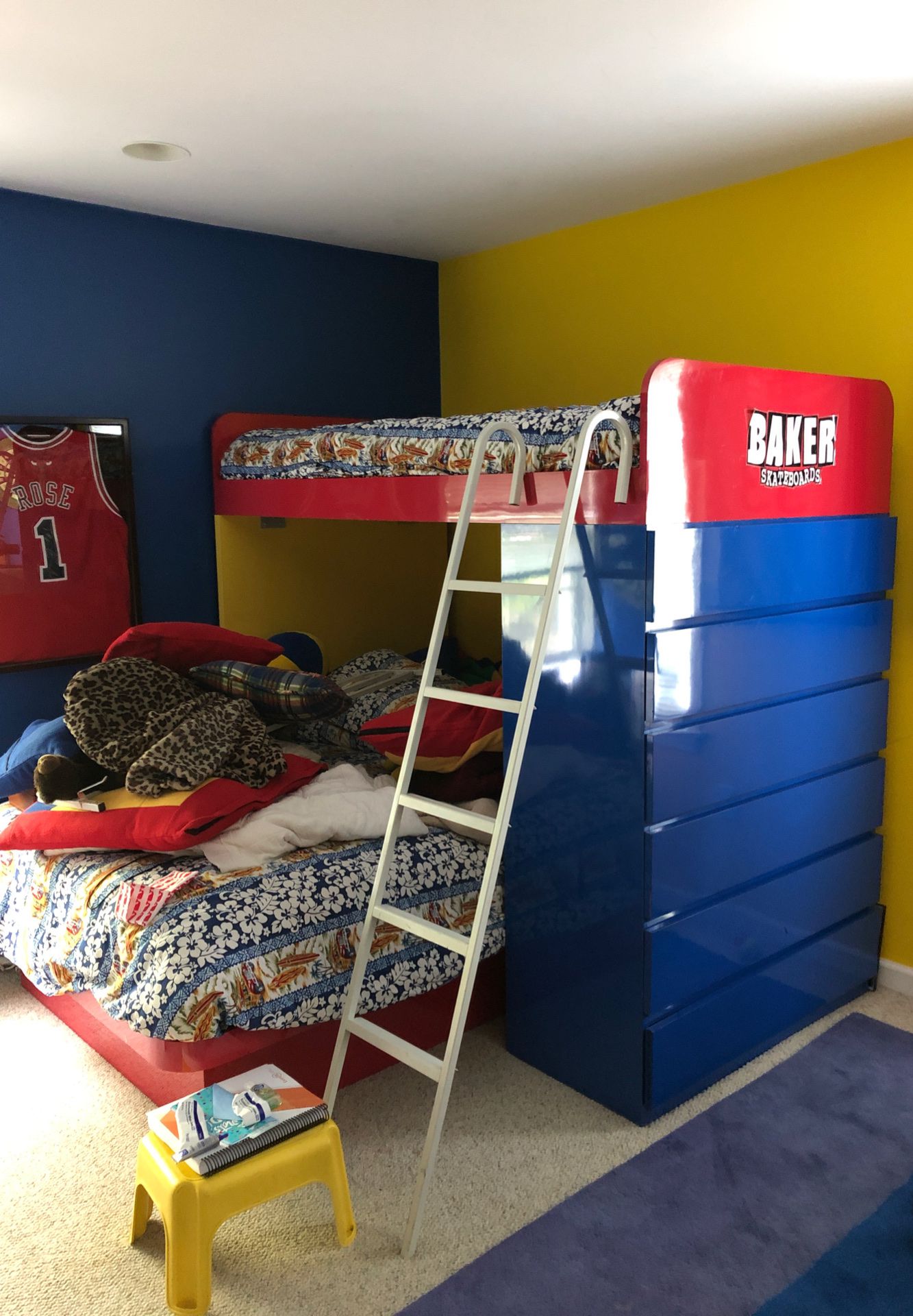 Bunk bed with attached dresser