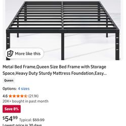 Queen Bed Frame, Assembled 