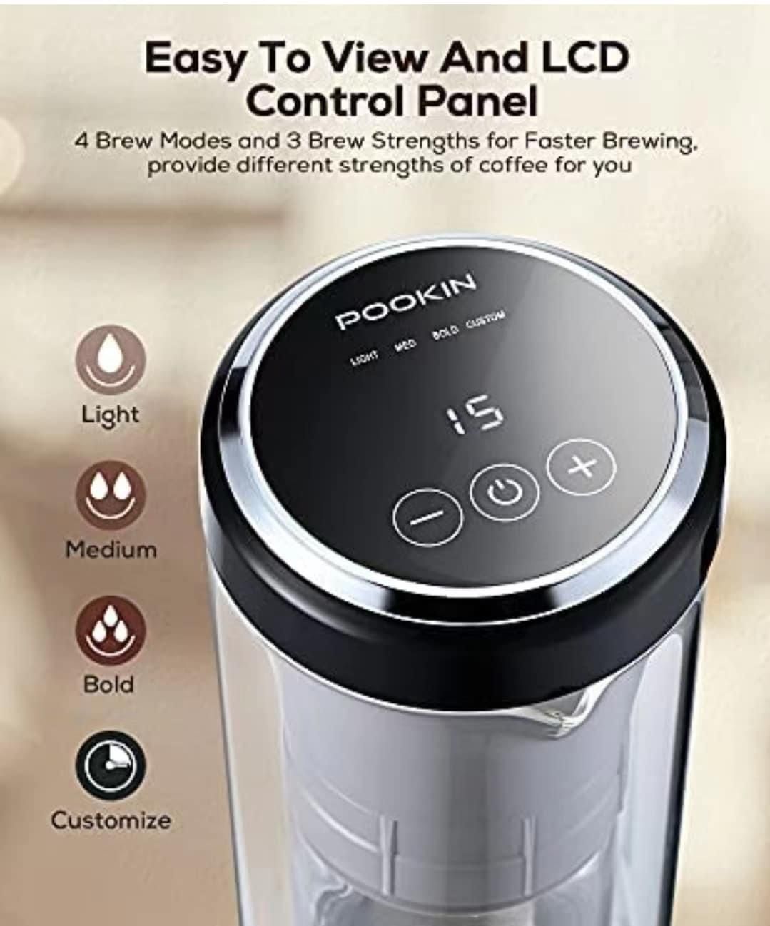 Electric Cold Brew Coffee Maker - Instant Coffee Cooler, BPA Free 26 Oz