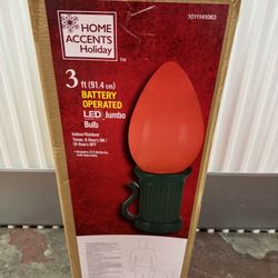 3 Ft. Battery Operated LED Jumbo Red Bulb Holiday Yard Decoration