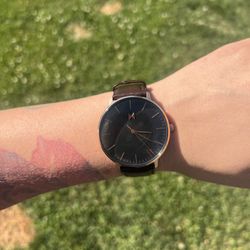 MVMT Watch Brown Leather Gold Hardware