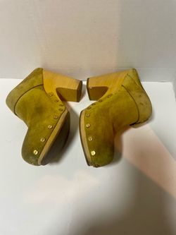 Olive Green Suede Platform Clogs