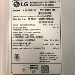 Refrigerator Less Than  a Year In Use 