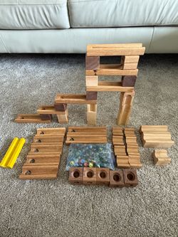 Wooden Marble Run Building Block Set