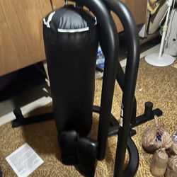 Boxing Bag, Gloves, Hanger