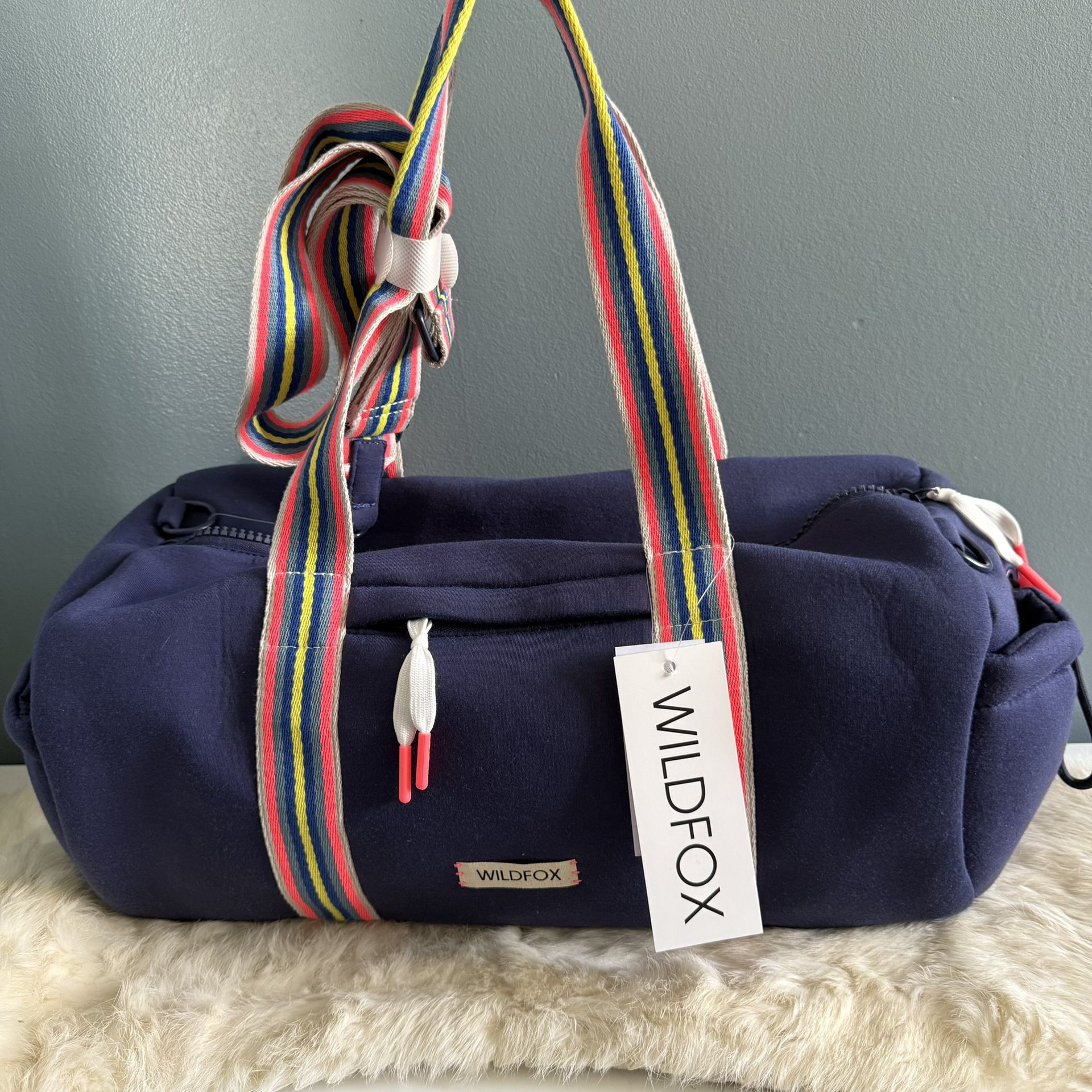 WildFox Rolled Striped Strap Barrel Duffel Bag