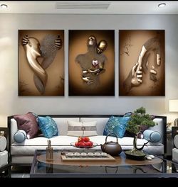 3pcs Unframed Canvas Poster, Abstract Lovers Painting, Canvas Wall Art,40X60cm