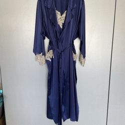 Blue 2-Piece Negligee Set (Nightgown and Robe) - Size 3X/4X